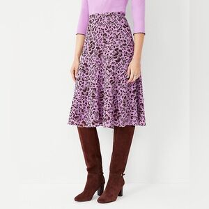 Ann Taylor Floral Branch Seamed Full Midi Skirt